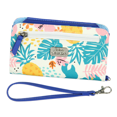 Disney Lilo & Stitch Tropical Design Snap-Closure Wristlet Wallet w/ Tech Pocket and Wrist Strap