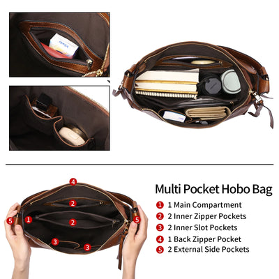 GAEKEAO Hobo Bags for Women Large Leather Purses and Handbags Crossbody Tote Shoulder Bag with Side Pockets Adjustable Strap