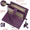 Sendefn Women Wristlet Wallets Large Capacity RFID Blocking Leather Wallets Credit Cards Organizer with Checkbook Holder