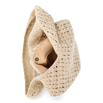 No Boundaries Festival Crochet Hobo Bag, Natural Beaded Fruit, Women's