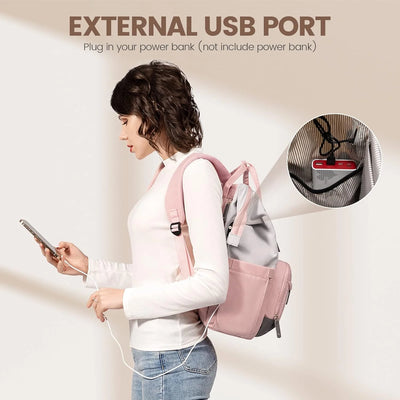 Lovevook Laptop Backpack, 15.6" Women Work Backpack Purses with USB Port, Waterproof Casual Daypack Travel Backpack, Large Fashion Teacher Nurse College Bookbag