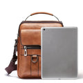 Men's Leather Crossbody Satchel Bag, Brown