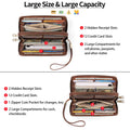 FALAN MULE Wallet for Women Double Zipper Phone Clutch RFID Blocking Vegan Leather Wristlet Purse Large Capacity Long Credit Card Holder with Grip Hand Strap