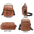 Men's Leather Crossbody Satchel Bag, Brown